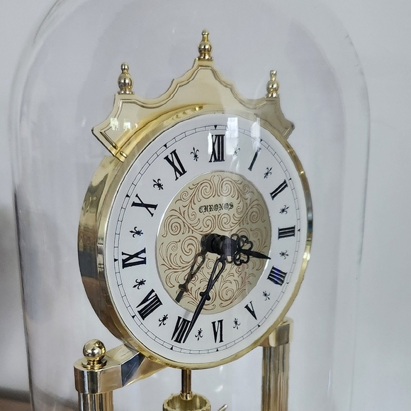 ⏰ Chronos Gold Glass Dome Anniversary Mantel Clock – Rotating Pendulum, Elegant - Picture 3 of 15